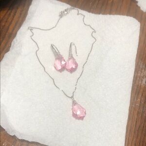Elegant Pink Crystal Jewelry Set